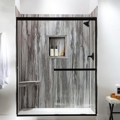 Palisade 17.5 in x 15.5 in Vinyl Shower Niche Louvre Granite | Waterproof Shower Insert
