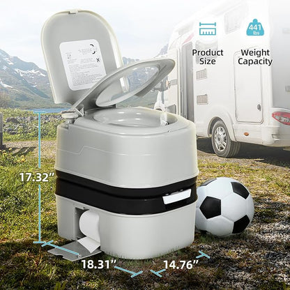YITAMOTOR 6.34 Gal Portable Toilet Camping Porta Potty w/Paper Collection | Indoor Outdoor RV Toilet with Handle Pump, Leak-Proof OutdoorToilet for RV Travel, Boat, Trips, Grey