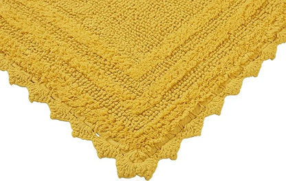 Better Trends Lilly Crochet Collection 100% Cotton 2 Piece Set (17" x 24" | 24" x 40") Bath Rug Set in Yellow
