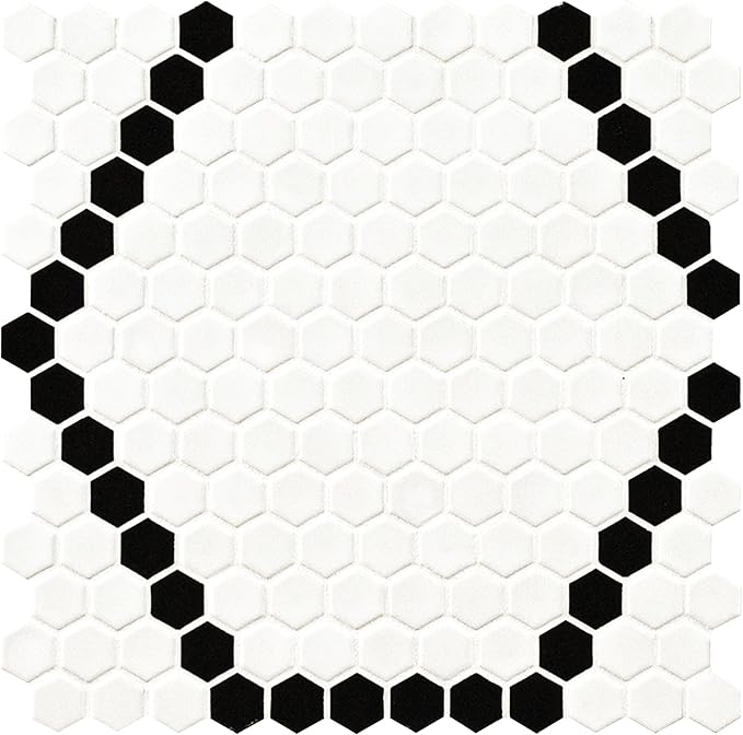 MSI White and Black 12 in.x 12 in. Hive Pattern Matte Porcelain Mosaic Tile for Kitchen Backsplash, Bathroom Wall, Shower, and Floor
