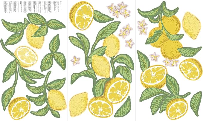 Tempaper Lemon Peel and Stick Wall Decals, Yellow & Green (20 ct.)