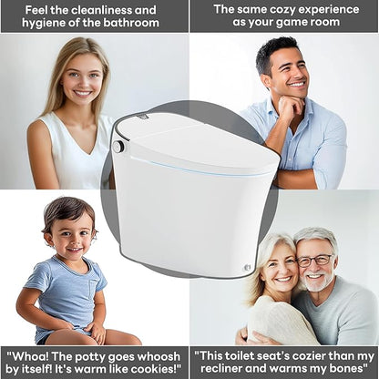 Smart Toilet with Bidet Built in, Luxury Bidet Toilet with Tank, Foam Dispenser for Self-Cleaning Shield, Heated Seat, Instant Warm Water & Dryer, Pump-Assist & Kick Flush, Digital Display