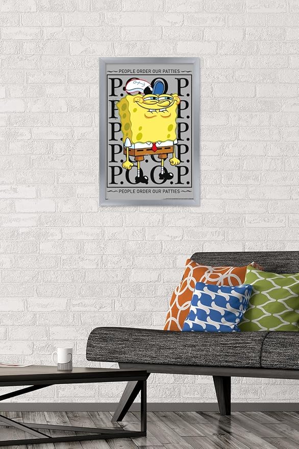 Trends International Nickelodeon Spongebob - P.O.O.P. Wall Poster, 22.4L x 14.7W, Silver Framed Version