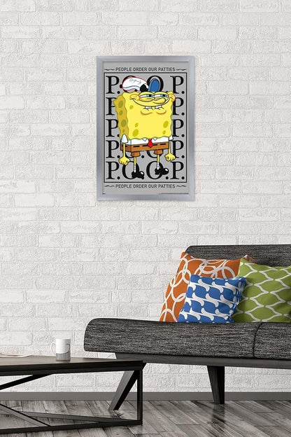 Trends International Nickelodeon Spongebob - P.O.O.P. Wall Poster, 22.4L x 14.7W, Silver Framed Version