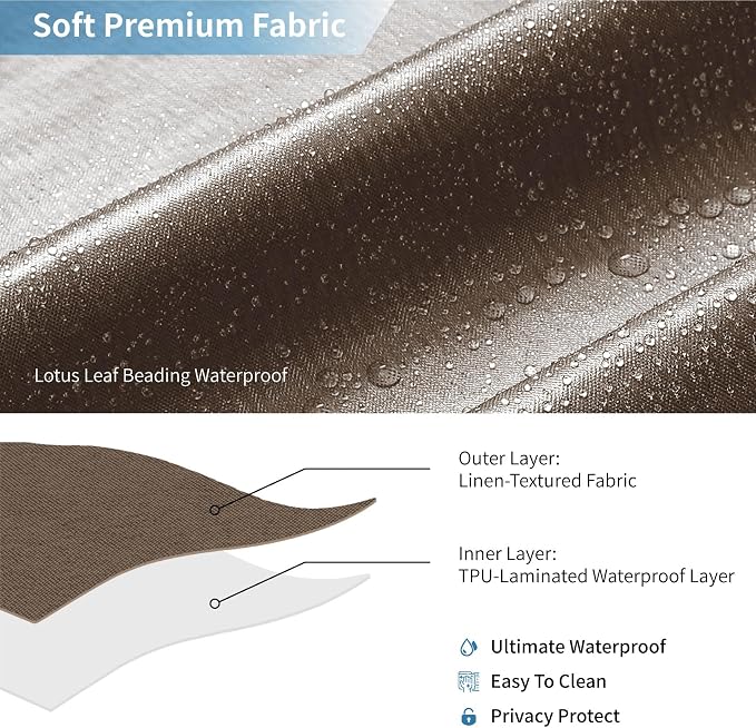 Waterproof Fabric Shower Curtain,No Liner Needed,72x72,Brown | 2-in-1 Design,Linen Textured,100% Waterproof TPU-Laminated Backing,Magnetic Weighted,Machine Washable,For Bathroom,Hotel