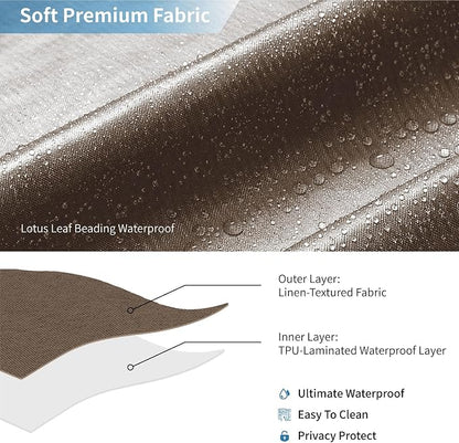 Waterproof Fabric Shower Curtain,No Liner Needed,72x72,Brown | 2-in-1 Design,Linen Textured,100% Waterproof TPU-Laminated Backing,Magnetic Weighted,Machine Washable,For Bathroom,Hotel