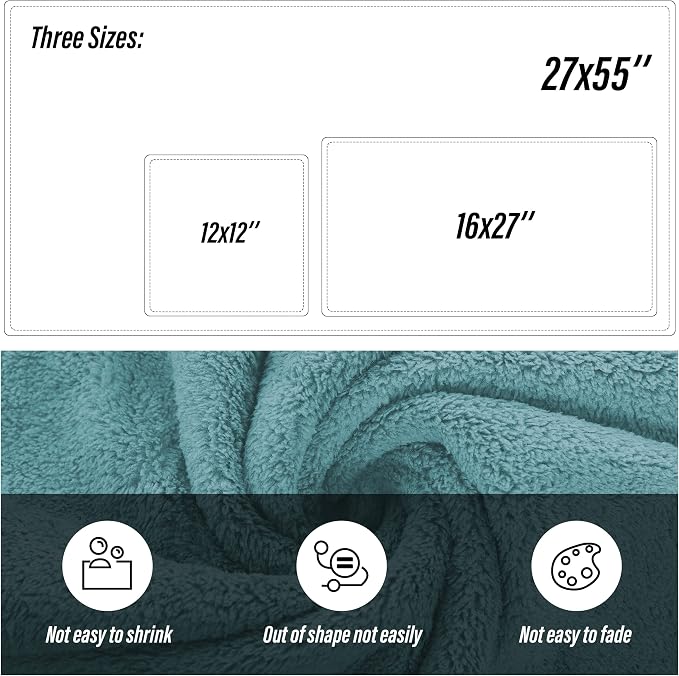 MOONQUEEN Ultra Soft Towel Set-Quick Drying - 2 Bath Towels 2 Hand Towels 2 Washcloths-Microfiber Coral Velvet Highly Absorbent Towel for Bath Fitness,Bathroom,Sports,Yoga, Travel(Teal, 6 Pcs)