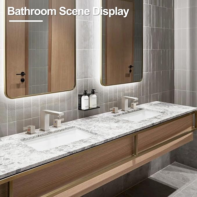 8 Inch Widespread Bathroom Faucet 3 Hole, 2 Handle Brushed Nickel Vanity Sink Faucet for Lavatory, Washbasin, Vanity, Commercial, with Deck, Pop-up Drain and cUPC Supply Hoses