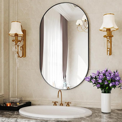 Oval Mirrors,22x38 Oval Bathroom Mirrors,Bathroom Mirrors for Over Sink,Wall Mirror,espejos para baños(Black)