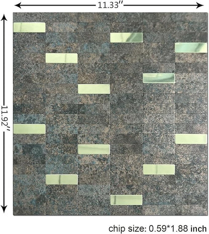 XUANINY Peel and Stick Tile Backsplash Self- Adhesive Wall Tiles Aluminum Mosaic Sticker for Kitchen (11.33"x11.92" Per Sheet, Pack of 10 pcs) (Grey Green 10)