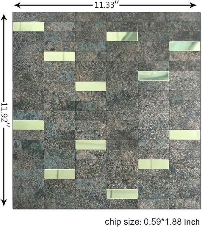XUANINY Peel and Stick Tile Backsplash Self- Adhesive Wall Tiles Aluminum Mosaic Sticker for Kitchen (11.33"x11.92" Per Sheet, Pack of 5 pcs) (Grey Green 5)