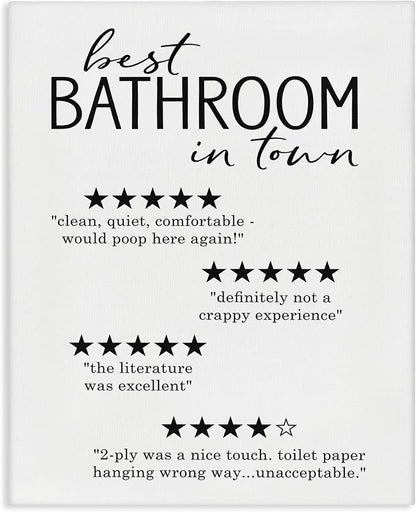Funny Bathroom Five Star Reviews, 16 x 20 Inch Canvas Wall Art | Stupell Industries · By Lettered and Lined · Ready to hang · Great gift for bathroom decor · Made in USA