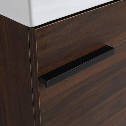 18" Bathroom Vanity with Sink, 18 Inch Floating Bathroom Vanity for Small Space, Modern Bathroom Vanity, Brown Wall Mounted Cabinet Set（017）