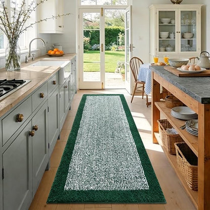 60x24 Long Bathroom Rugs Washable Non Slip, Dark Green Bath Mat for Bathroom Floor Tub, Soft Absorbent Quick Dry Mats for Shower,Bathtub,Home Decor