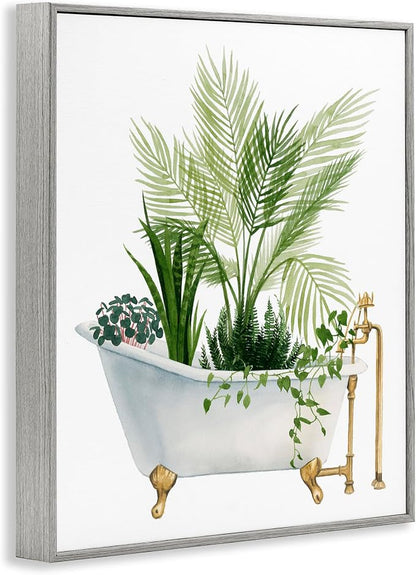 Vintage Tub Botanical, 11 x 14 Inch Framed Giclée Print | Stupell Industries · By Grace Popp · Ready to hang · Great for bathroom or laundry room · Made in USA