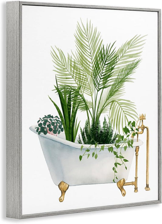 Vintage Tub Botanical, 16 x 20 Inch Framed Giclée Print | Stupell Industries · By Grace Popp · Ready to hang · Great for bathroom or laundry room · Made in USA