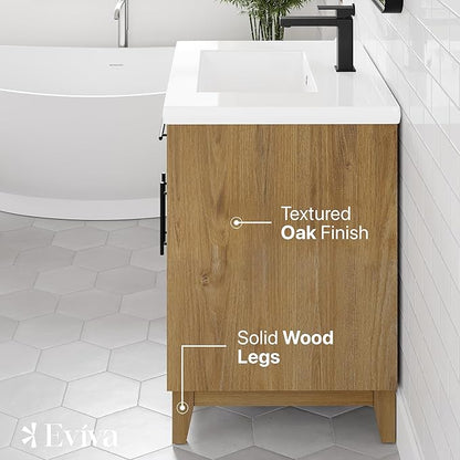 Eviva Graham 30 in. Oak Single Sink Bath Vanity with Porcelain Top and Integrated Sink