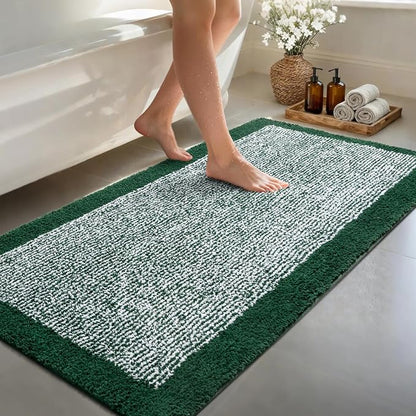 70x24 Long Bathroom Rugs Washable Non Slip, Dark Green Bath Mat for Bathroom Floor Tub, Soft Absorbent Quick Dry Mats for Shower,Bathtub,Home Decor