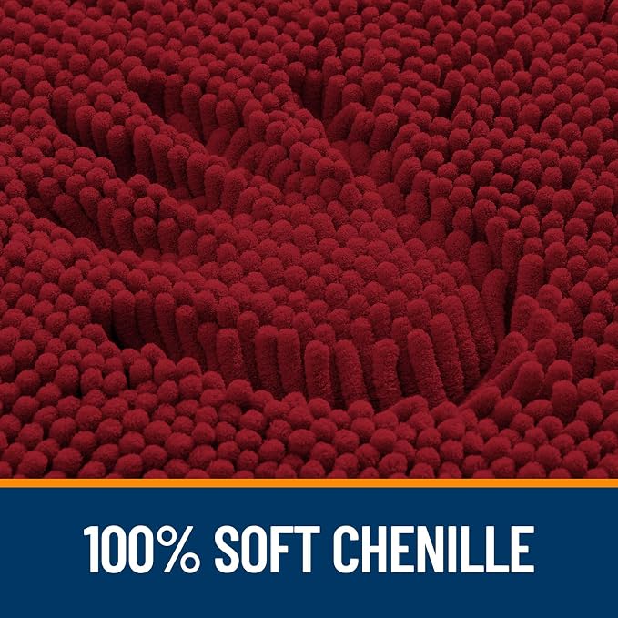 OLANLY Bathroom Rugs 35x24, Extra Soft Absorbent Chenille Bath Rugs | Red, Quick-Drying Rubber Backing, Machine Washable Bath Mat for Bathroom Floor, Tub and Shower, Home Decor Accessories