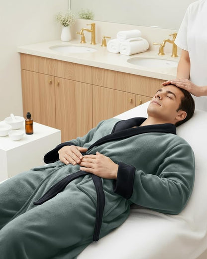 NY Threads Mens Robe, Luxury Plush Fleece Mens Bathrobe, Spa Bath Robe for Men