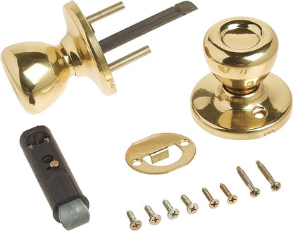 Kwikset Mobile Home Interior Passage Door Knob, Handle For Closet and Hallway Doors, Non-Locking Doorknob in Polished Brass