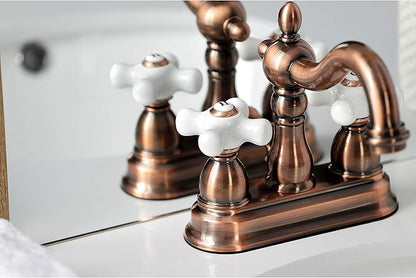 Kingston Brass KB160PXAC Heritage 4" Centerset Bathroom Faucet, Antique Copper,6.19 x 4.69 x 6.19