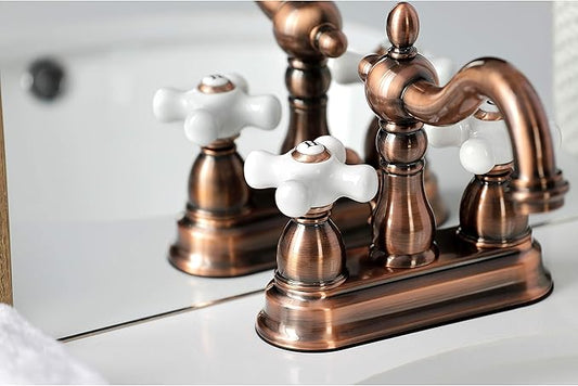 Kingston Brass KB160PXAC Heritage 4" Centerset Bathroom Faucet, Antique Copper,6.19 x 4.69 x 6.19