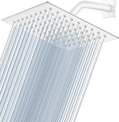 Midanya Square Rain Shower Head,High Pressure,Polish Chrome 8 Inch | 360°Swivel,Ceiling or Wall Mount,Waterfall Full Body Coverage,Bathroom Remodel,Stainless Steel Large Rainfall Shower Head