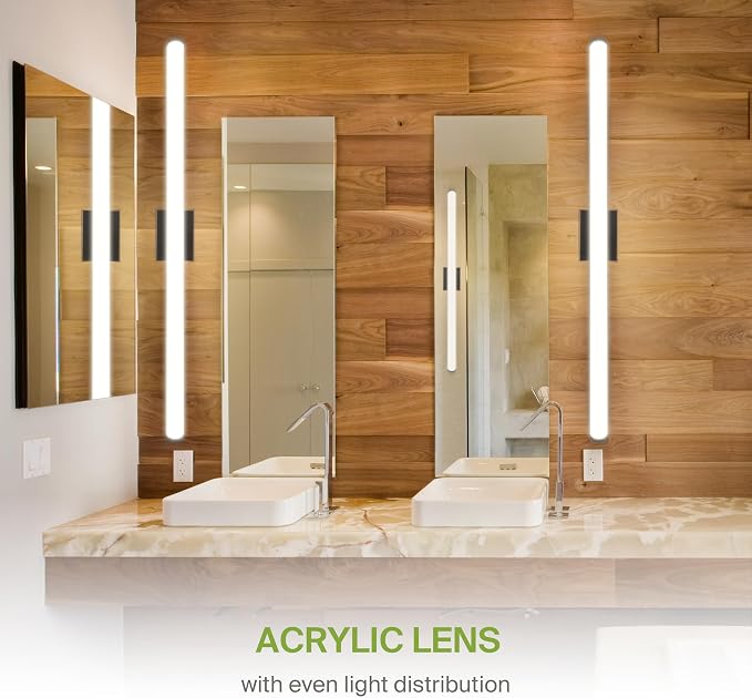 ASD 48" LED Linear Vanity Light Fixture, Modern Bathroom Sconce — 3 Color 3000K-5000K, Dimmable, 35W 3800LM, Energy Star & ETL Listed — Over Mirror Makeup Bar for Bedroom, Cabinets — Black, 4 Pack