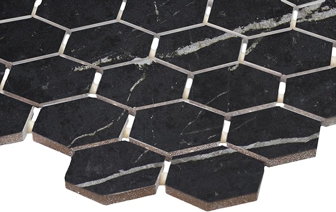 Daltile Perpetuo 10" X 11" Glazed Ceramic Hexagon Floor & Wall Mosaic in Matte Infinite Black (12 pieces per carton) (9.72 sqft per carton)