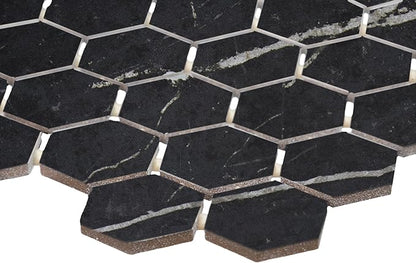 Daltile Perpetuo 10" X 11" Glazed Ceramic Hexagon Floor & Wall Mosaic in Matte Infinite Black (12 pieces per carton) (9.72 sqft per carton)