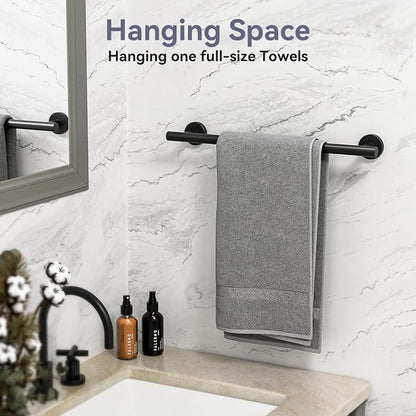 Bathroom Hardware Set, 18 Inch Matte Black Towel Bar Set, 4-Piece | Wall Mounted Bathroom Accessories, Towel Racks for Bathroom, Modern Towel Holder Set, Durable SUS304 Stainless Steel