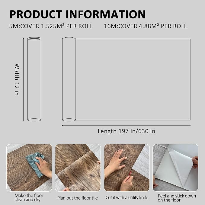 Lareko Black & White Vinyl Flooring Roll,11.8"X197",Peel & Stick Floor Tile | Covers 16 Sq.Ft,Checkered Marble Self-Adhesive Floor Sheet ,Waterproof,Removable,Wide Plank DIY For renters and Home Decor