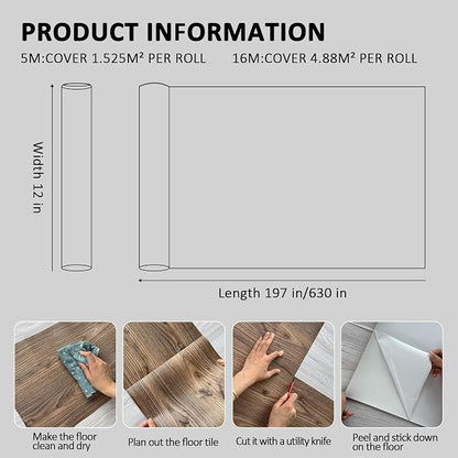 Lareko Black & White Vinyl Flooring Roll,11.8"X197",Peel & Stick Floor Tile | Covers 16 Sq.Ft,Checkered Marble Self-Adhesive Floor Sheet ,Waterproof,Removable,Wide Plank DIY For renters and Home Decor