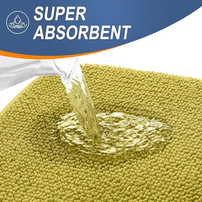 OLANLY Memory Foam Bathroom Rugs 30x20, Absorbent Bath Mat, Deep Mustard | Soft Quick Dry Bath Rugs, Non-Slip, Machine Washable Carpet for Bathroom Floor, Tub and Shower, Home Decor Accessories