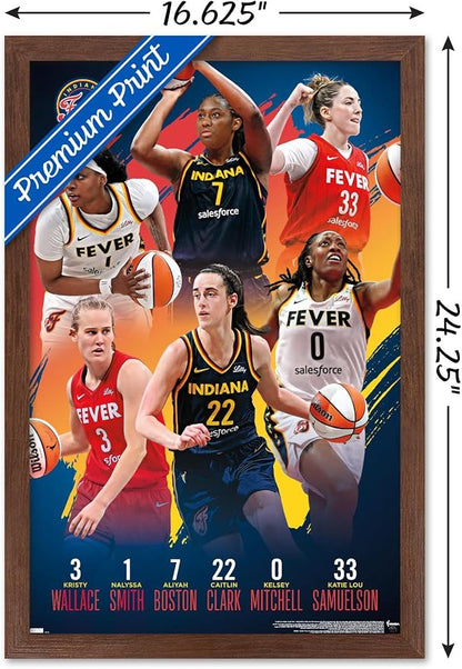 Trends International WNBA Indiana Fever -Team 24 Wall Poster, 22.4L x 14.7W, Mahogany Framed Version
