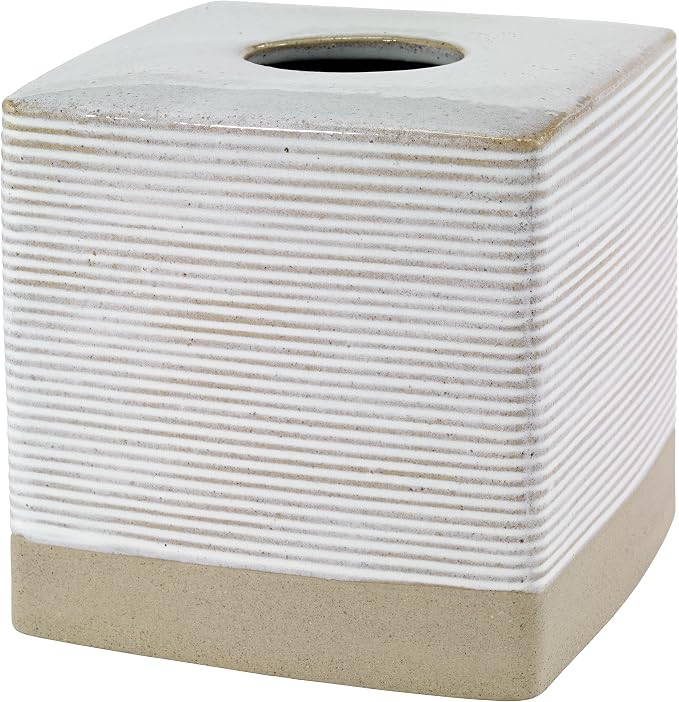Avanti Linens - Tissue Box Cover, Guest Bathroom Essentials, Modern Home Decor (Drift Collection)