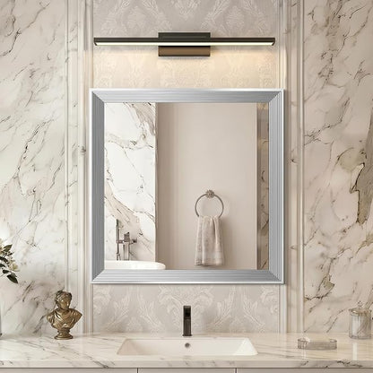 DESBING 24"x24" Silver Bathroom Mirrors for Over Sink | Tempered Glass, Metal Frame, Rectangle Vanity Wall Mirror for Bathroom, Living Room, Bedroom, Horizontally or Vertically