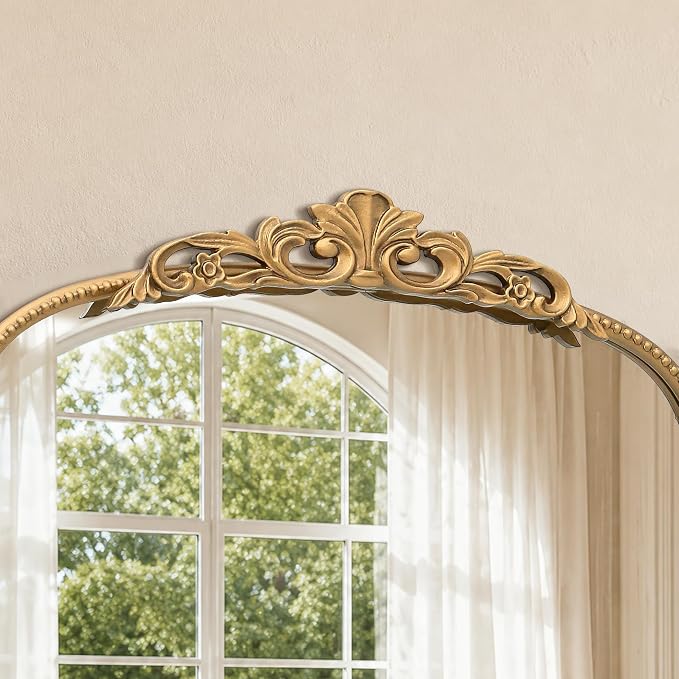 Micasso Gold Full Length Mirror: 26''x63'' Large Vintage Floor Body Mirror | Baroque Long Wall Mirror - Traditional Ornate Antique for Cloakroom/Dressing Room/Bedroom/Entryway - Ideal for Living Room