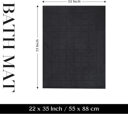 Superior 100% Cotton Bathmat Set, Bath Mats, Bathroom Decor, Shower, Bathtub Essentials, Home Accessories, Small Washable Rug, No Backing, Heavyweight, Nora Collection, Set of 2, 22" x 35", Black