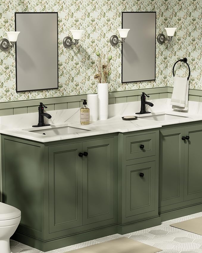 Matte Black Bathroom Faucet Brass Single Handle Bathroom Sink Faucets | Single Hole Farmhouse Faucet Vanity Lavatory RV with Overflow Pop Up Drain Mixer Tap Commcercial Rustic by BATHLAVISH