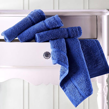 Hawmam Linen Luxury Cotton Washcloths 13x13 Inch - Large Hotel Spa Bathroom Face Towel | 12 Pack | Royal Blue