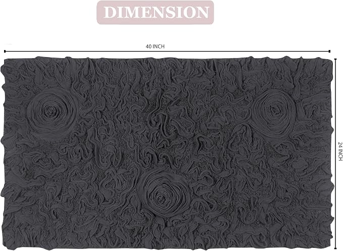 Home Weavers Bell Flower Collection 100% Cotton Tufted Bath Rugs, Extra Soft and Absorbent Bath Rugs, Non-Slip Bath Mats, Machine Washable, Bath Mats for Bathroom Floor, 24"x40" Rectangle, Gray