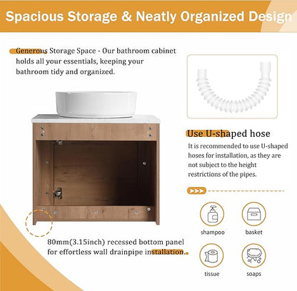 Malwee 24" Floating Bathroom Vanity with Sink, 24 Inch Wall Mounted Bathroom Cabinet Combo, Modern Single Sink Bath Storage Vanity Set, with 1 Soft Close Door and Ceramic Vessel Basin Top(24-400