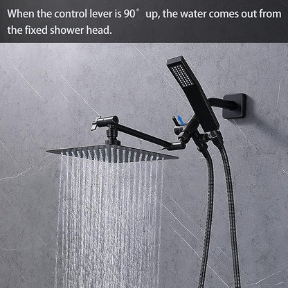 G-Promise Solid Metal Shower Head Diverter with Holder 3-Way (Chrome) | Spray Separately or Both, Adjustable-Angle Bracket, Anti-Leak, Smooth Knob Switch, Easy Install, Universal Replacement Part