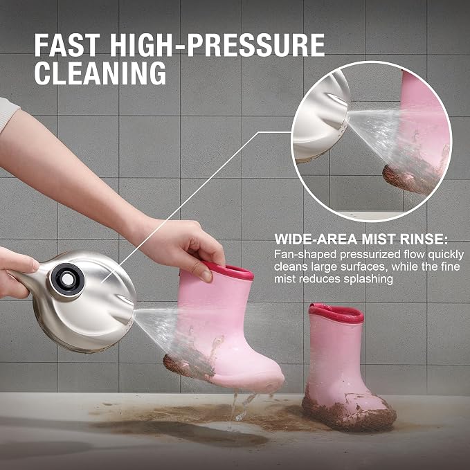 Handheld Shower Head with Magnetic Docking System | 9-Function High Pressure Detachable Shower Head, 5-inch Showerhead with 72 Inch Hose, Remote Dock, Brushed Nickel, SH180-BN-D