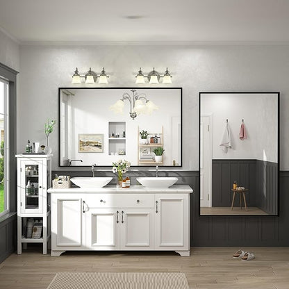 55x36 Inch Black Metal Framed Bathroom Mirror for Wall, Large Rectangle Mirror, Matte Black Bathroom Vanity Mirror, Anti-Rust, Square Corner, Shatterproof, Hangs Horizontally or Vertically