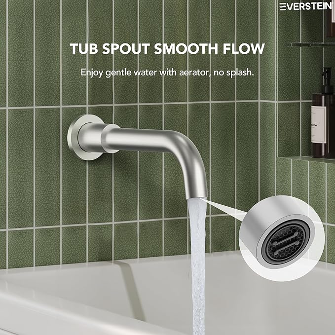 10" High-Pressure Rainfall Shower System with Handheld Spray, Wall Mount Bathroom Shower Faucet Set with Tub Spout (Brushed Nickel)