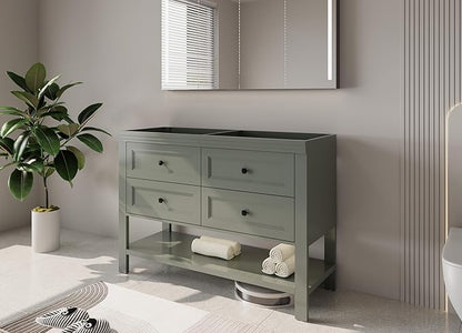 eclife 48" Bathroom Vanity with Sink Combo, Modern Painted Vanities Cabinet with Big Drawers, Opening Bottom Shelf, Raised Foot Pads, Exclude Undermount Sink, Faucet & Drain, Green