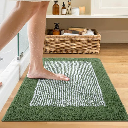 Bathroom Rugs 24x17 Non Slip Washable, Matcha Green Bath Mat for Bathroom Floor Tub, Soft Absorbent Quick Dry Mats for Shower, Bathtub,Home Decor
